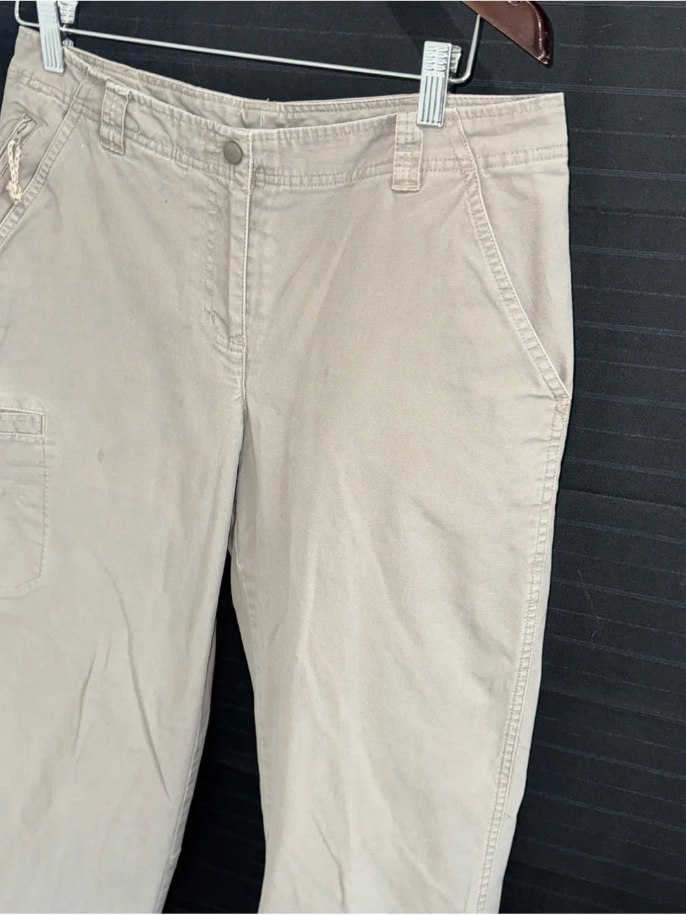 LL Bean Pants Womens 12 Reg Beige Flannel Lined Classic Fit Chino Straight Leg